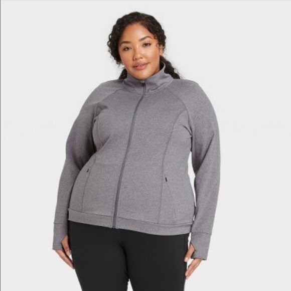 All In Motion Full Zip Jacket Charcoal Heather Grey 3X - Picture 1 of 9